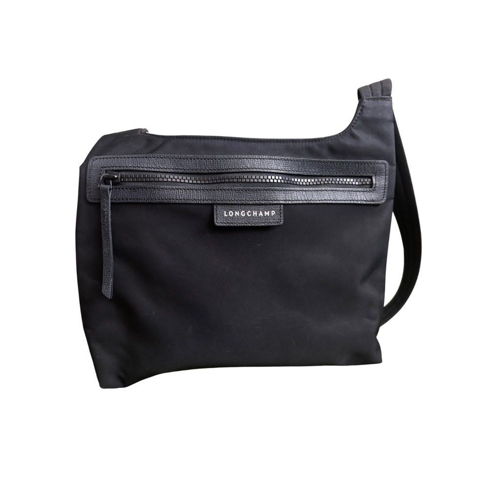 Longchamp Paris Black Nylon Crossbody Bag Leather Trim France 1676578 001